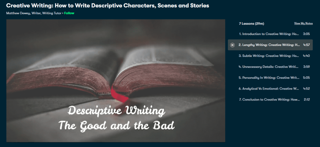 Learn about descriptive writing styles from published author Matthew Dewey